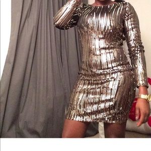 Copper sequin bodycon dress